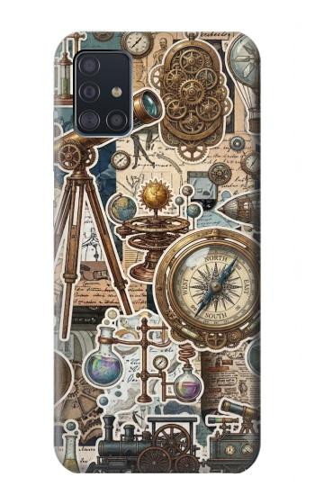 S4100 レトロ科学コラージュ Vintage Scientific Discovery Collage Samsung Galaxy A51 バックケース、フリップケース・カバー