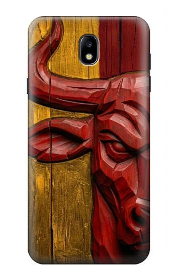 S4098 スペイン闘牛アート Span Bull Carved Artwork Samsung Galaxy J7 (2018), J7 Aero, J7 Top, J7 Aura, J7 Crown, J7 Refine, J7 Eon, J7 V 2nd Gen, J7 Star バックケース、フリップケース・カバー