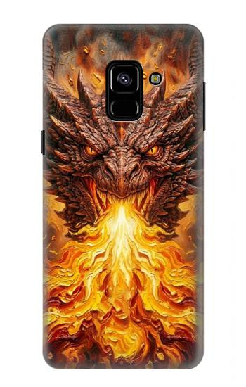 S4090 炎のドラゴンアート Epic Fire Dragon Fantasy Illustration Samsung Galaxy A8 (2018) バックケース、フリップケース・カバー
