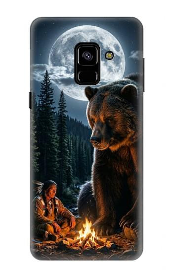 S4095 森のクマ幻想画 Majestic Bear Indian Wilderness Art Samsung Galaxy A8 (2018) バックケース、フリップケース・カバー