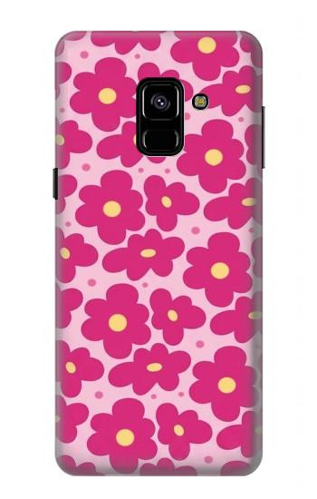 S4097 ピンク花柄 Pink Floral Seamless Pattern Design Samsung Galaxy A8 (2018) バックケース、フリップケース・カバー