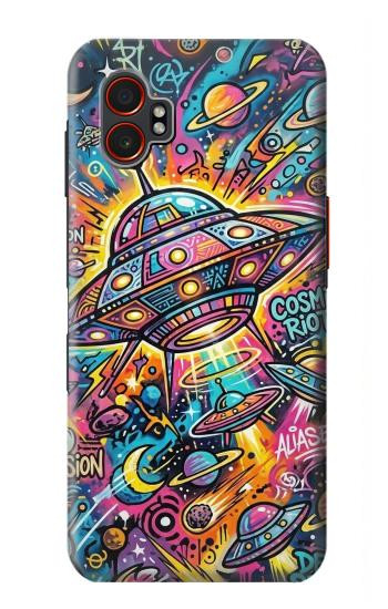 S4085 宇宙船サイケアート Cosmic Spaceship Psychedelic Art Samsung Galaxy XCover7 Pro バックケース、フリップケース・カバー