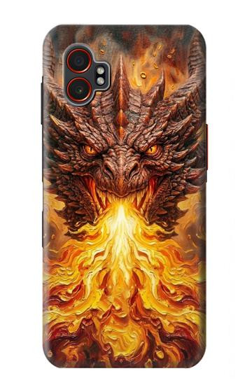 S4090 炎のドラゴンアート Epic Fire Dragon Fantasy Illustration Samsung Galaxy XCover7 Pro バックケース、フリップケース・カバー