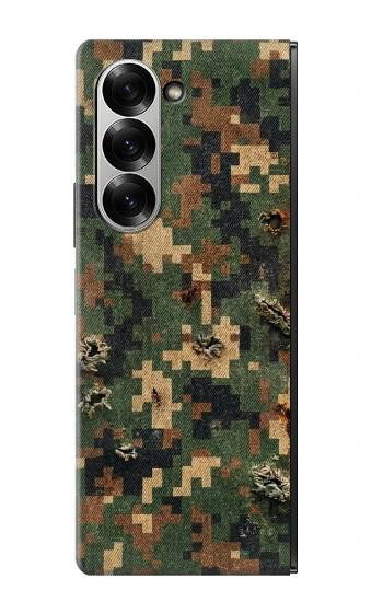 S4091 デジタル迷彩柄 Green Digital Camouflage Pattern Samsung Galaxy Z Fold 7 バックケース、フリップケース・カバー