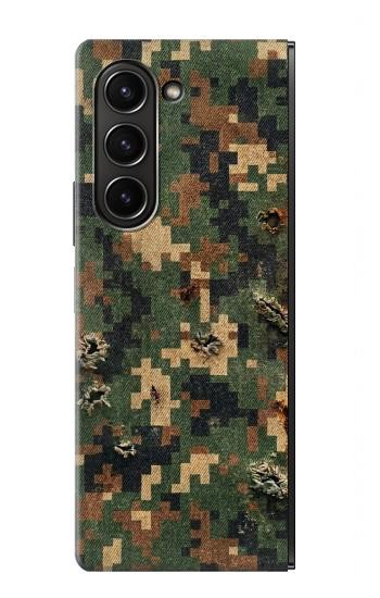 S4091 デジタル迷彩柄 Green Digital Camouflage Pattern Samsung Galaxy Z Fold 5 バックケース、フリップケース・カバー