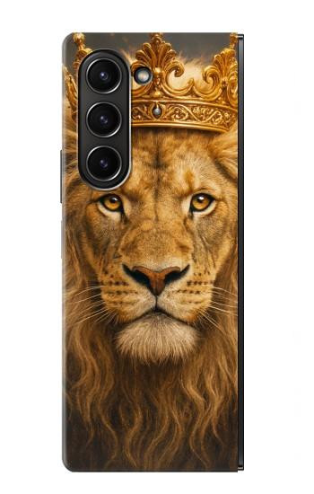 S4093 王冠ライオンアート Royal Lion Portrait Artwork Samsung Galaxy Z Fold 5 バックケース、フリップケース・カバー