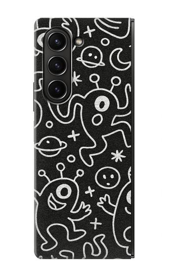 S4101 モンスター柄 Cute Cartoon Monster Pattern Samsung Galaxy Z Fold 5 バックケース、フリップケース・カバー
