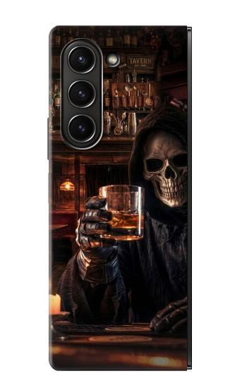 S4102 スカルバーアート Vintage Skull Tavern Artwork Samsung Galaxy Z Fold 5 バックケース、フリップケース・カバー