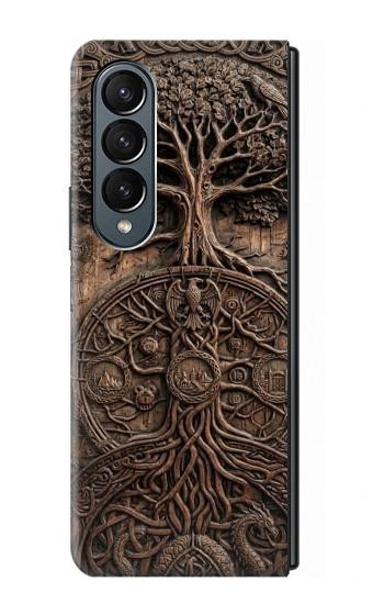 S4103 生命の樹アート Ancient Tree Of Life Symbol Art Samsung Galaxy Z Fold 4 バックケース、フリップケース・カバー