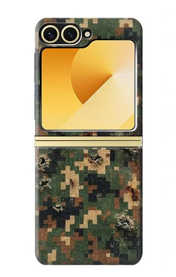 S4091 デジタル迷彩柄 Green Digital Camouflage Pattern Samsung Galaxy Z Flip 6, Flip 7 FE バックケース、フリップケース・カバー