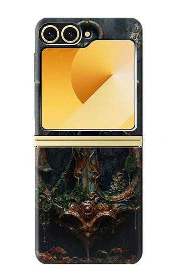 S4106 アンカーと舵輪アート Vintage Maritime Anchor Helm Art Samsung Galaxy Z Flip 6, Flip 7 FE バックケース、フリップケース・カバー