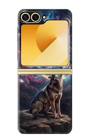 S4110 オオカミと古代紋章 Mystic Wolf Ancient Symbol Artwork Samsung Galaxy Z Flip 6, Flip 7 FE バックケース、フリップケース・カバー