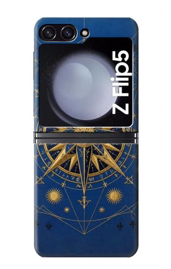 S4086 マリンコンパス柄 Nautical Compass Maritime Design Samsung Galaxy Z Flip 5 バックケース、フリップケース・カバー