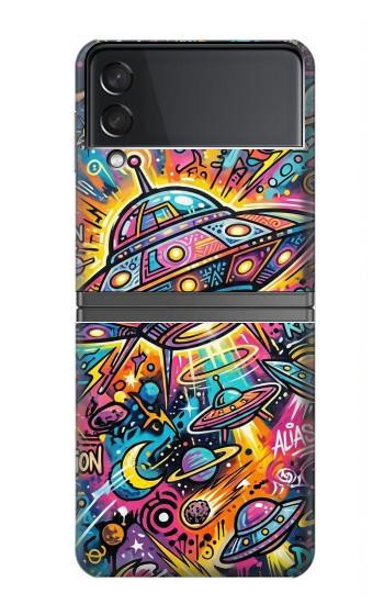 S4085 宇宙船サイケアート Cosmic Spaceship Psychedelic Art Samsung Galaxy Z Flip 4 バックケース、フリップケース・カバー