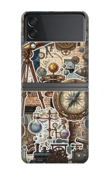 S4100 レトロ科学コラージュ Vintage Scientific Discovery Collage Samsung Galaxy Z Flip 4 バックケース、フリップケース・カバー