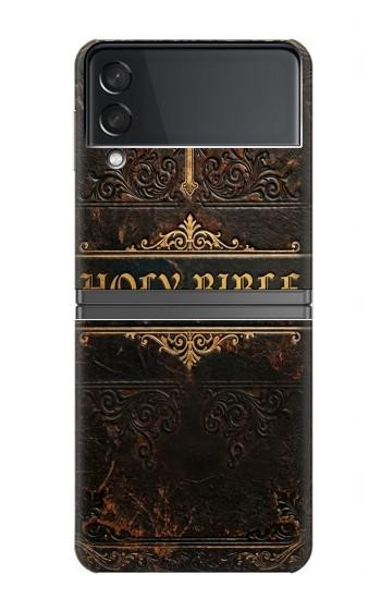 S4109 アンティーク聖書風表紙 Vintage Antique Bible Book Cover Art Samsung Galaxy Z Flip 4 バックケース、フリップケース・カバー