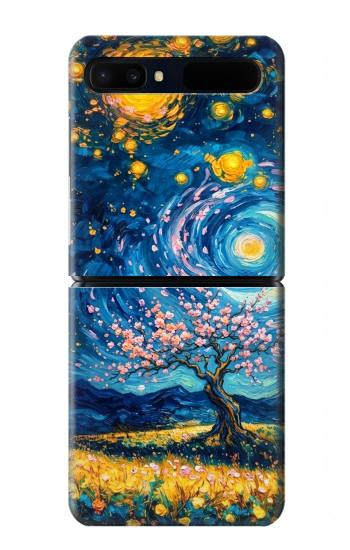 S4081 幻想銀河夜空アート Dreamy Spiral Galaxy Night Sky Art Samsung Galaxy Z Flip 5G バックケース、フリップケース・カバー