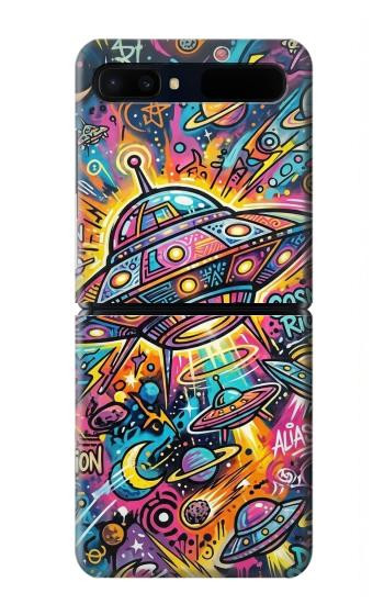 S4085 宇宙船サイケアート Cosmic Spaceship Psychedelic Art Samsung Galaxy Z Flip 5G バックケース、フリップケース・カバー