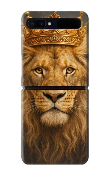 S4093 王冠ライオンアート Royal Lion Portrait Artwork Samsung Galaxy Z Flip 5G バックケース、フリップケース・カバー