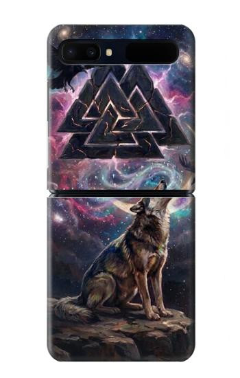 S4110 オオカミと古代紋章 Mystic Wolf Ancient Symbol Artwork Samsung Galaxy Z Flip 5G バックケース、フリップケース・カバー