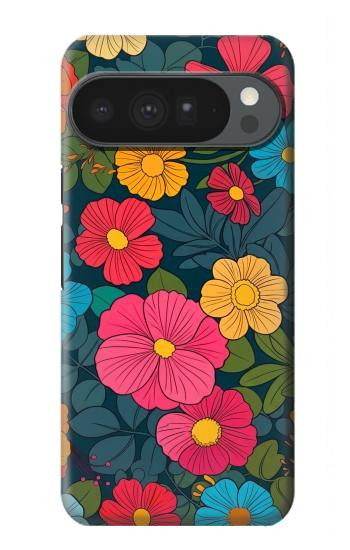 S4105 カラフル花柄 Vibrant Colorful Floral Pattern Google Pixel 10 Pro XL バックケース、フリップケース・カバー