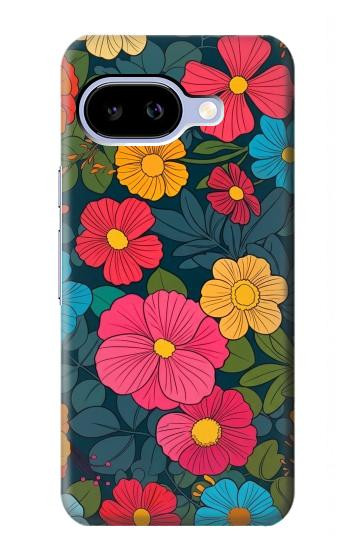 S4105 カラフル花柄 Vibrant Colorful Floral Pattern Google Pixel 9a バックケース、フリップケース・カバー