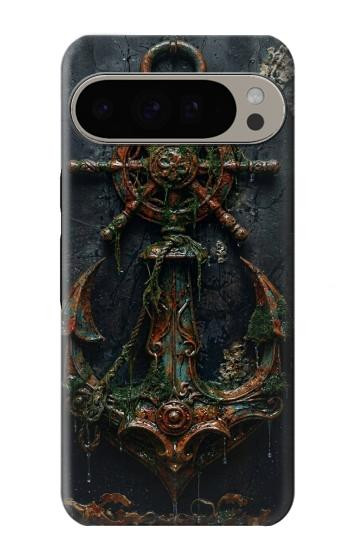 S4106 アンカーと舵輪アート Vintage Maritime Anchor Helm Art Google Pixel 9 Pro XL バックケース、フリップケース・カバー