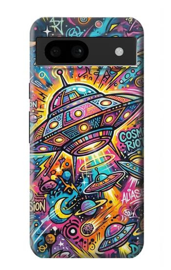 S4085 宇宙船サイケアート Cosmic Spaceship Psychedelic Art Google Pixel 8a バックケース、フリップケース・カバー