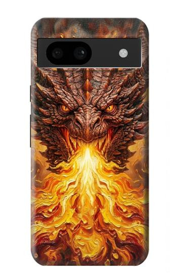 S4090 炎のドラゴンアート Epic Fire Dragon Fantasy Illustration Google Pixel 8a バックケース、フリップケース・カバー