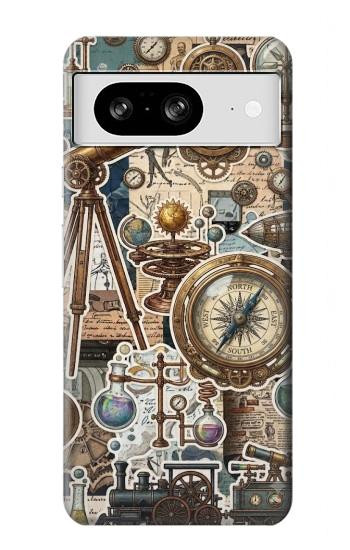 S4100 レトロ科学コラージュ Vintage Scientific Discovery Collage Google Pixel 8 バックケース、フリップケース・カバー