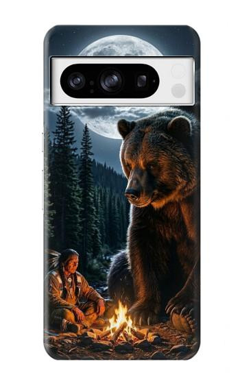 S4095 森のクマ幻想画 Majestic Bear Indian Wilderness Art Google Pixel 8 pro バックケース、フリップケース・カバー
