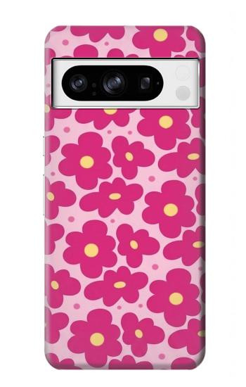 S4097 ピンク花柄 Pink Floral Seamless Pattern Design Google Pixel 8 pro バックケース、フリップケース・カバー