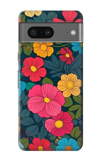 S4105 カラフル花柄 Vibrant Colorful Floral Pattern Google Pixel 7a バックケース、フリップケース・カバー