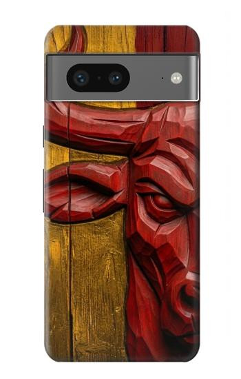 S4098 スペイン闘牛アート Span Bull Carved Artwork Google Pixel 7 バックケース、フリップケース・カバー