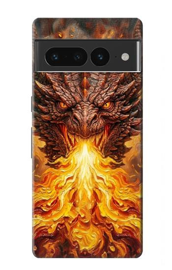 S4090 炎のドラゴンアート Epic Fire Dragon Fantasy Illustration Google Pixel 7 Pro バックケース、フリップケース・カバー