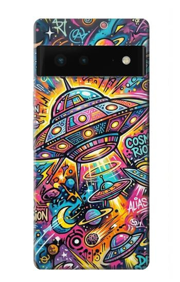 S4085 宇宙船サイケアート Cosmic Spaceship Psychedelic Art Google Pixel 6 バックケース、フリップケース・カバー