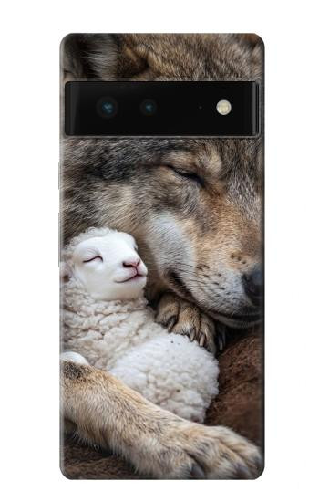 S4089 オオカミと子羊 Gentle Wolf And Lamb Friendship Art Google Pixel 6 バックケース、フリップケース・カバー