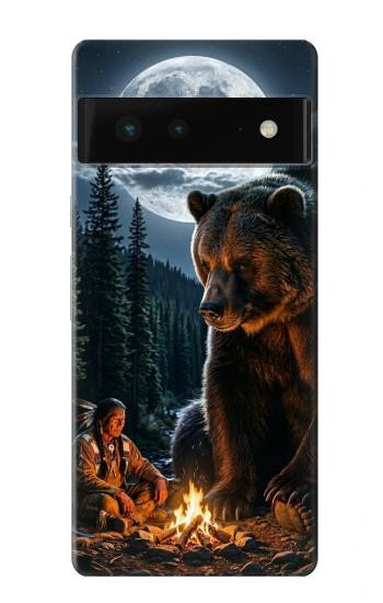 S4095 森のクマ幻想画 Majestic Bear Indian Wilderness Art Google Pixel 6 バックケース、フリップケース・カバー