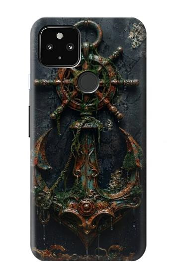 S4106 アンカーと舵輪アート Vintage Maritime Anchor Helm Art Google Pixel 4a 5G バックケース、フリップケース・カバー