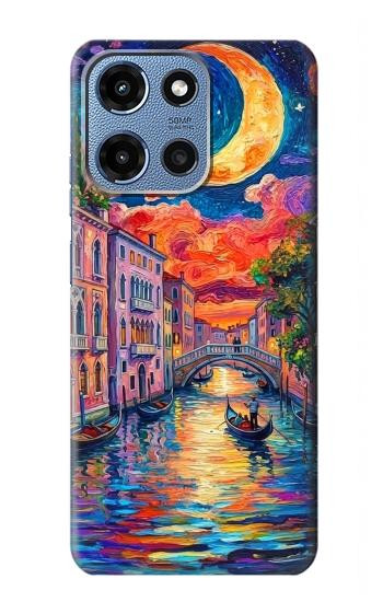 S4083 月夜のベネチア風景 Colorful Painting Moonlit Venice City Motorola Moto G 5G (2025) バックケース、フリップケース・カバー