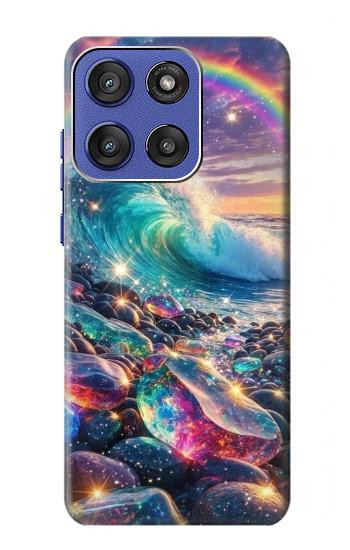S4084 虹色ファンタジー波 Rainbow Ocean Wave Fantasy Motorola Moto G Stylus 5G (2025,2026), Edge 60 Stylus バックケース、フリップケース・カバー