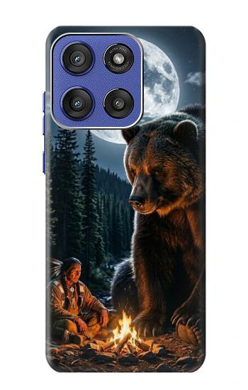 S4095 森のクマ幻想画 Majestic Bear Indian Wilderness Art Motorola Moto G Stylus 5G (2025,2026), Edge 60 Stylus バックケース、フリップケース・カバー