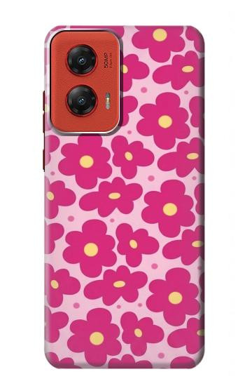 S4097 ピンク花柄 Pink Floral Seamless Pattern Design Motorola Moto G Stylus 5G (2024) バックケース、フリップケース・カバー