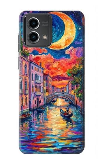 S4083 月夜のベネチア風景 Colorful Painting Moonlit Venice City Motorola Moto G Stylus 5G (2023) バックケース、フリップケース・カバー