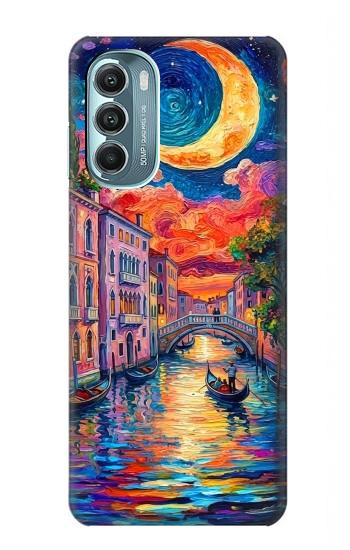 S4083 月夜のベネチア風景 Colorful Painting Moonlit Venice City Motorola Moto G Stylus 5G (2022) バックケース、フリップケース・カバー