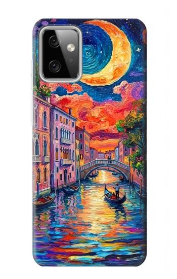 S4083 月夜のベネチア風景 Colorful Painting Moonlit Venice City Motorola Moto G Power (2023) 5G バックケース、フリップケース・カバー