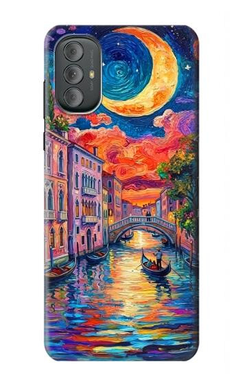 S4083 月夜のベネチア風景 Colorful Painting Moonlit Venice City Motorola Moto G Power 2022, G Play 2023 バックケース、フリップケース・カバー