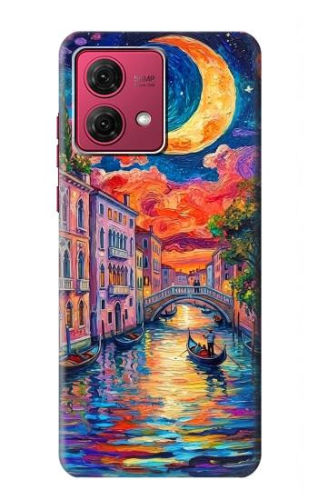 S4083 月夜のベネチア風景 Colorful Painting Moonlit Venice City Motorola Moto G84 バックケース、フリップケース・カバー
