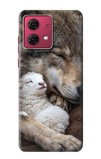 S4089 オオカミと子羊 Gentle Wolf And Lamb Friendship Art Motorola Moto G84 バックケース、フリップケース・カバー