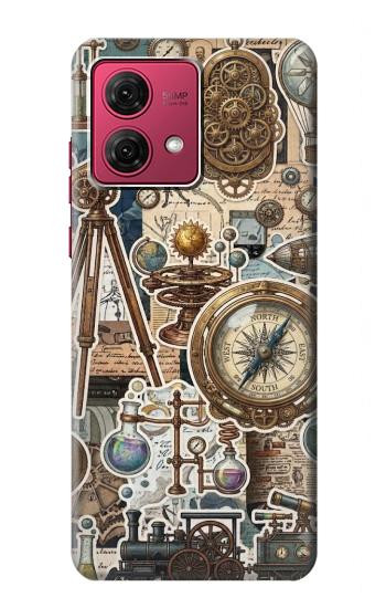 S4100 レトロ科学コラージュ Vintage Scientific Discovery Collage Motorola Moto G84 バックケース、フリップケース・カバー